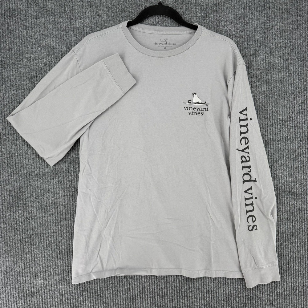 Vineyard Vines Halloween Ghost Dog Long Sleeve Graphic T Shirt Mens Medium Gray View 2